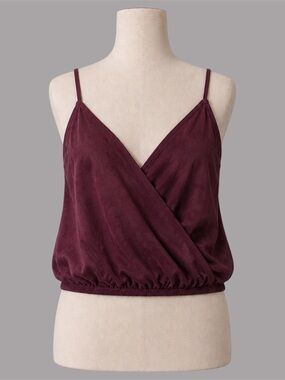 Charlotte Russe Burgundy Faux Suede Surplice Cami Top